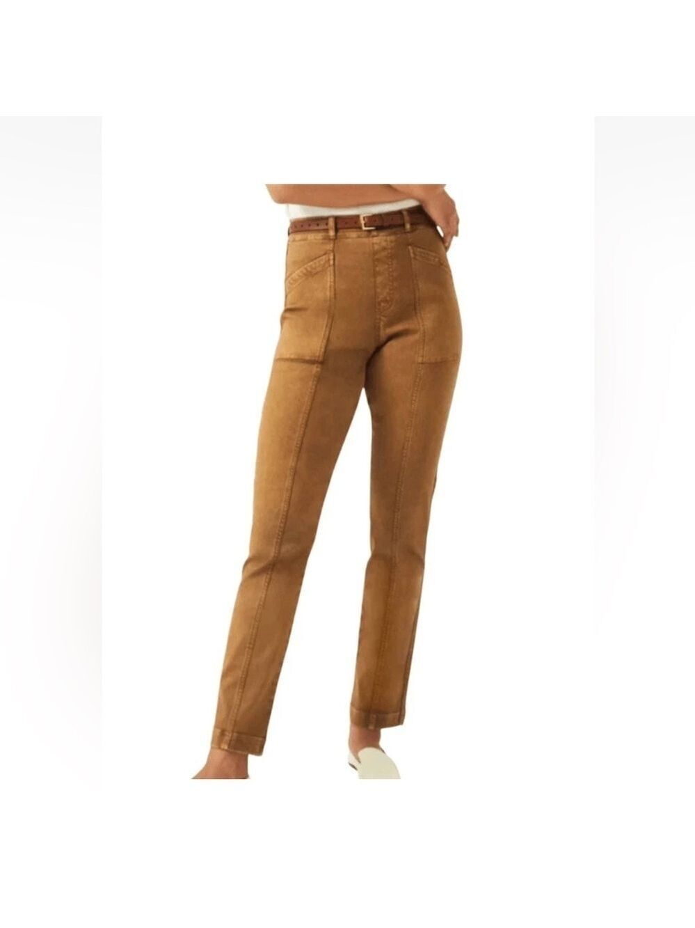 Spanx Stretch Twill Straight Leg Pants Brown Acorn Size Small